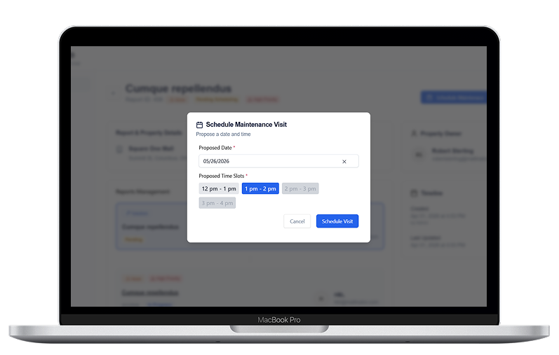 Visit scheduled — vendor scheduling screen