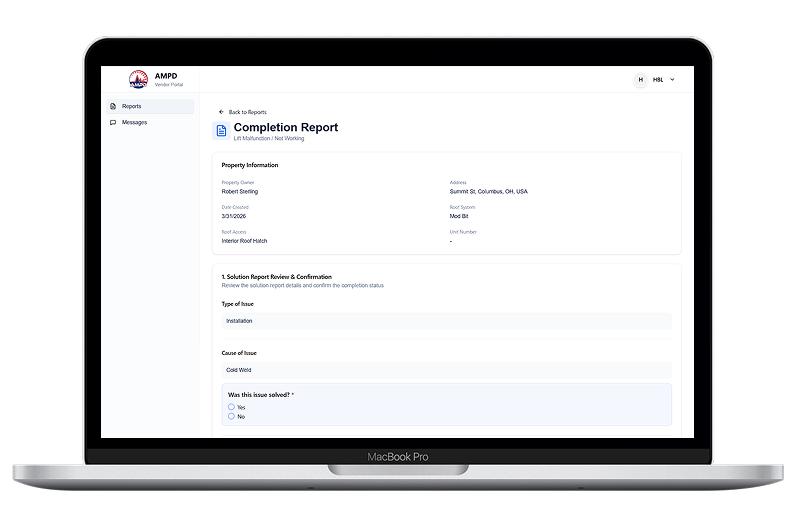 Work completed — completion report and review